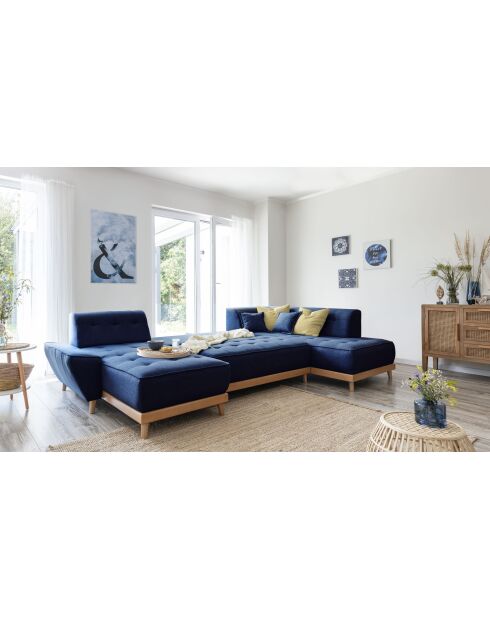 8-plättriges ausziehbares linkes Ecksofa Dazzling Daisy Marineblau- 330x190x77 cm