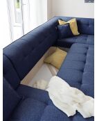 8-plättriges ausziehbares linkes Ecksofa Dazzling Daisy Marineblau- 330x190x77 cm