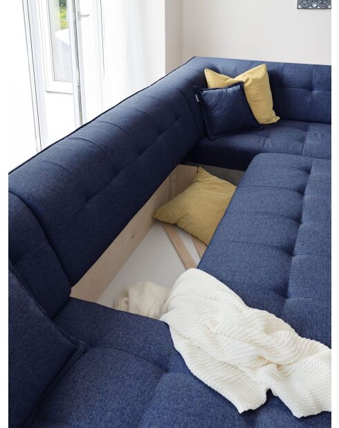 8-plättriges ausziehbares linkes Ecksofa Dazzling Daisy Marineblau- 330x190x77 cm