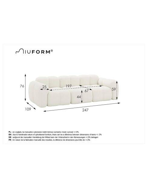 Lichtgrijze 4-zitsbank Cloud - 247x109x76 cm