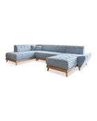 8-plättriges ausziehbares rechtes Ecksofa Dazzling Daisy Light Blue- 330x190x77 cm