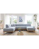 8-plättriges ausziehbares rechtes Ecksofa Dazzling Daisy Light Blue- 330x190x77 cm