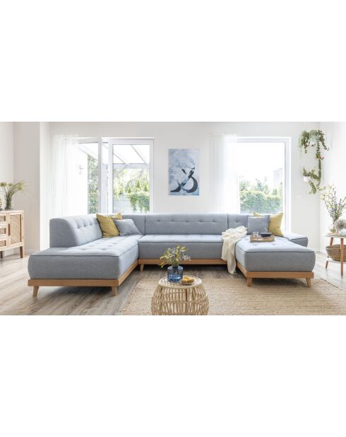 8-plättriges ausziehbares rechtes Ecksofa Dazzling Daisy Light Blue- 330x190x77 cm