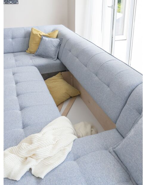 8-plättriges ausziehbares rechtes Ecksofa Dazzling Daisy Light Blue- 330x190x77 cm