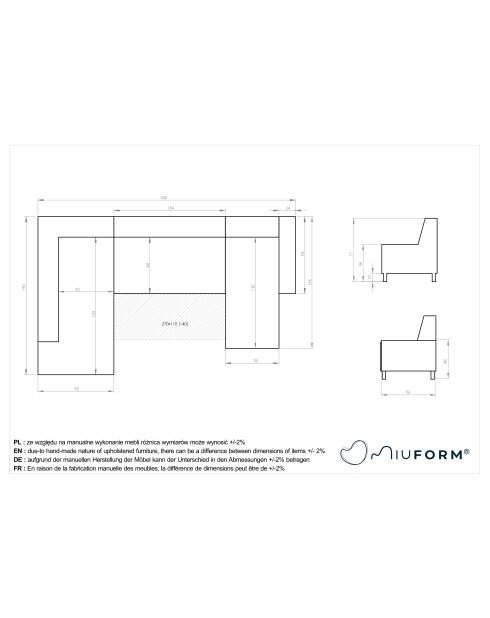 8-plättriges ausziehbares rechtes Ecksofa Dazzling Daisy Light Blue- 330x190x77 cm