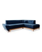6pl Rechtes ausziehbares Ecksofa Dazzling Daisy Navyblau- 253x190x77 cm