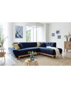 6pl Rechtes ausziehbares Ecksofa Dazzling Daisy Navyblau- 253x190x77 cm