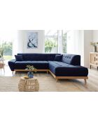 6pl Rechtes ausziehbares Ecksofa Dazzling Daisy Navyblau- 253x190x77 cm