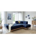 6pl Rechtes ausziehbares Ecksofa Dazzling Daisy Navyblau- 253x190x77 cm