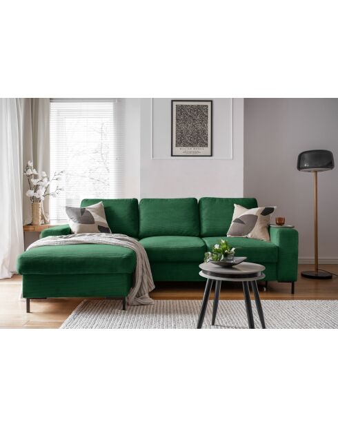 Divano angolare sinistro convertibile Lofty Lilly verde smeraldo - 236x148x84 cm