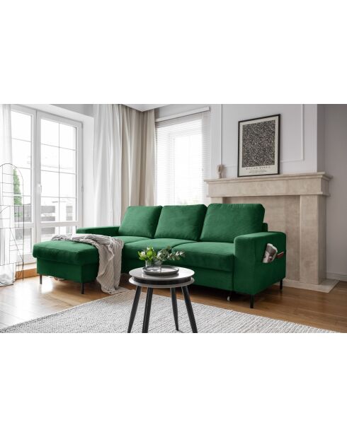 Divano angolare sinistro convertibile Lofty Lilly verde smeraldo - 236x148x84 cm