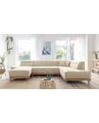 8-plättriges ausziehbares linkes Ecksofa Dazzling Daisy Beige- 330x190x77 cm