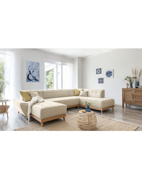 8-plättriges ausziehbares linkes Ecksofa Dazzling Daisy Beige- 330x190x77 cm