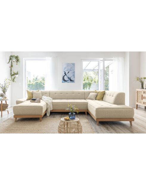 8-plättriges ausziehbares linkes Ecksofa Dazzling Daisy Beige- 330x190x77 cm