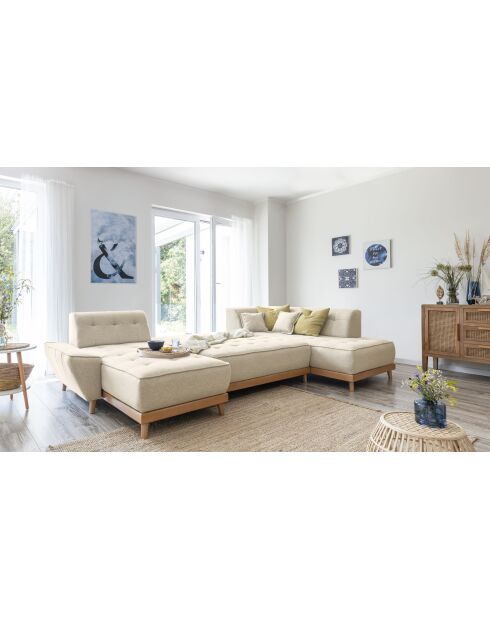 8-plättriges ausziehbares linkes Ecksofa Dazzling Daisy Beige- 330x190x77 cm