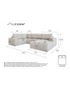 Divano angolare trasformabile Lulu Beige U-right - 333x213x94 cm
