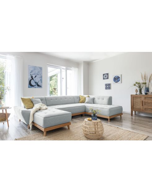 Dazzling Daisy Hellgraues, umwandelbares Ecksofa für links, 8 Personen, 330 x 190 x 77 cm