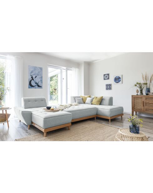 Dazzling Daisy Hellgraues, umwandelbares Ecksofa für links, 8 Personen, 330 x 190 x 77 cm