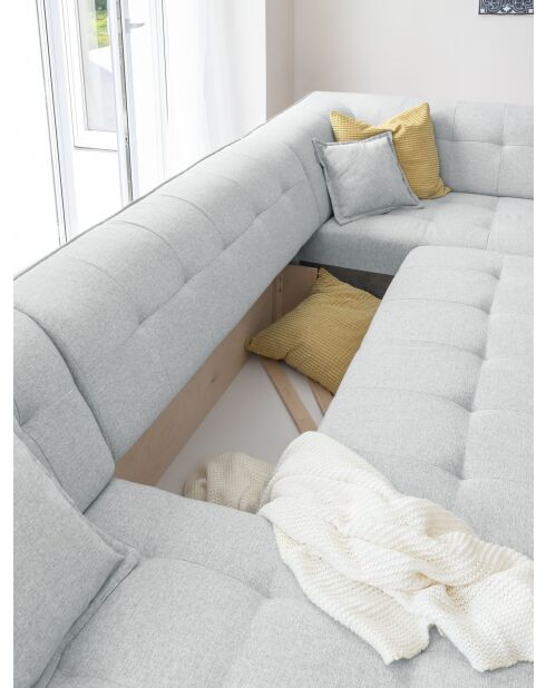 Dazzling Daisy Hellgraues, umwandelbares Ecksofa für links, 8 Personen, 330 x 190 x 77 cm