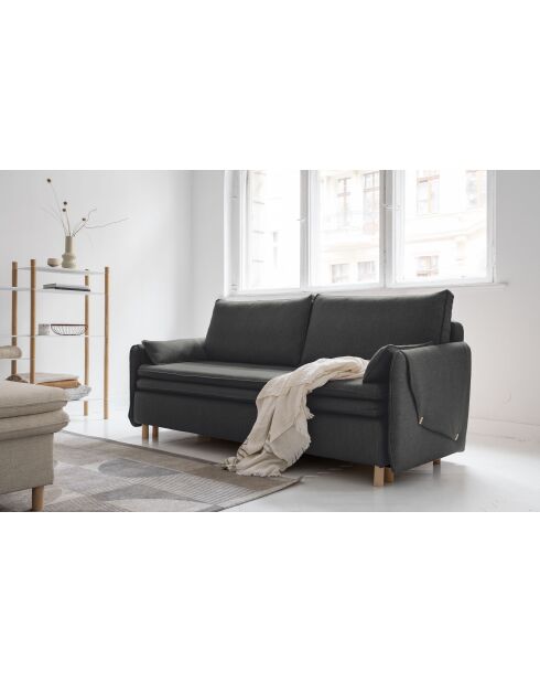 Simon 3-Sitzer-Ausziehsofa, dunkelgrau — 207 x 90 x 85 cm