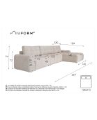 S-MAX konvertierbares Ecksofa rechts Lulu Salt and Pepper- 364x184x94 cm