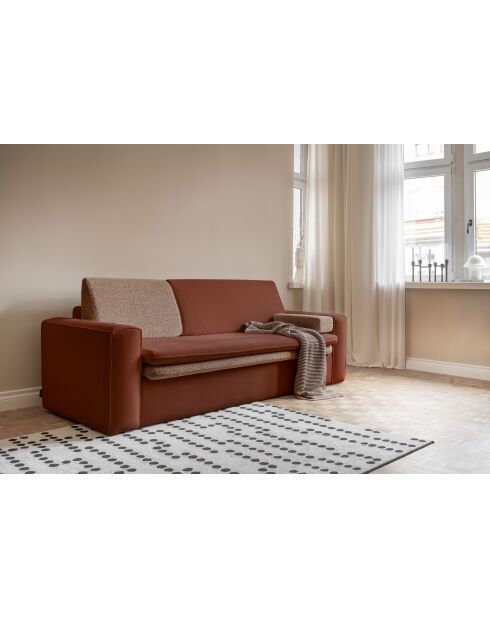 Canapé 3 Places Convertible Wilson Brique- 237x97x90 cm