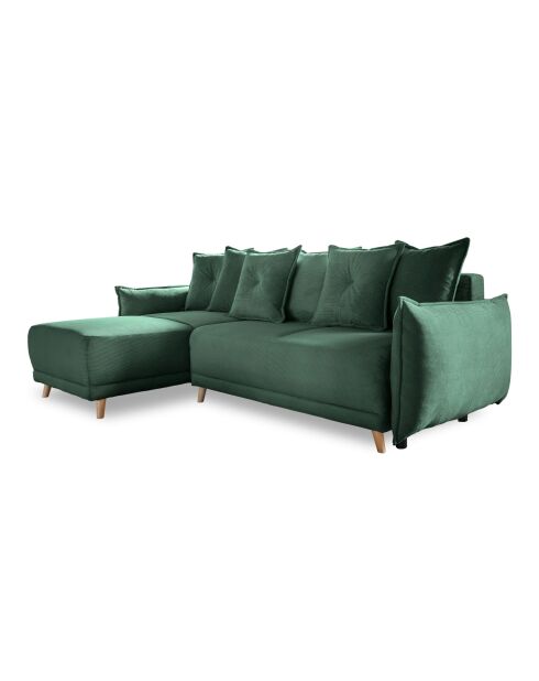 Canapé d'angle Convertible reversible Lazy Lukka Vert bouteille- 253x155x85 cm