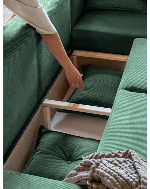 Canapé d'angle Convertible reversible Lazy Lukka Vert bouteille- 253x155x85 cm