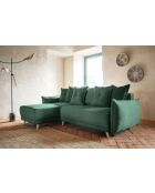 Canapé d'angle Convertible reversible Lazy Lukka Vert bouteille- 253x155x85 cm