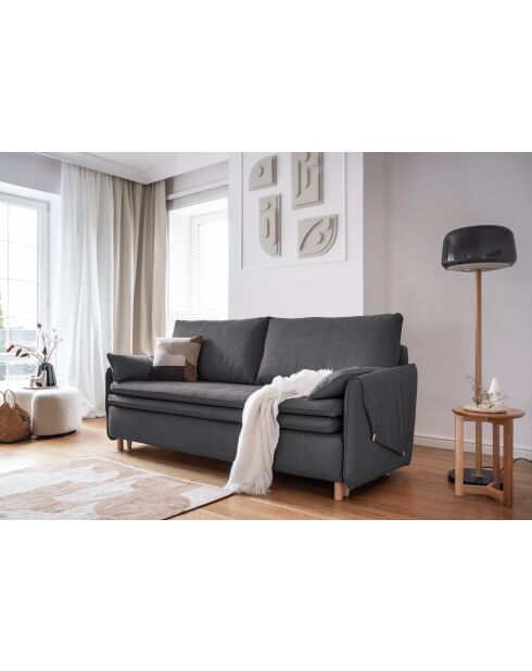 Simon 3-Sitzer-Ausziehsofa, dunkelgrau — 207 x 90 x 85 cm