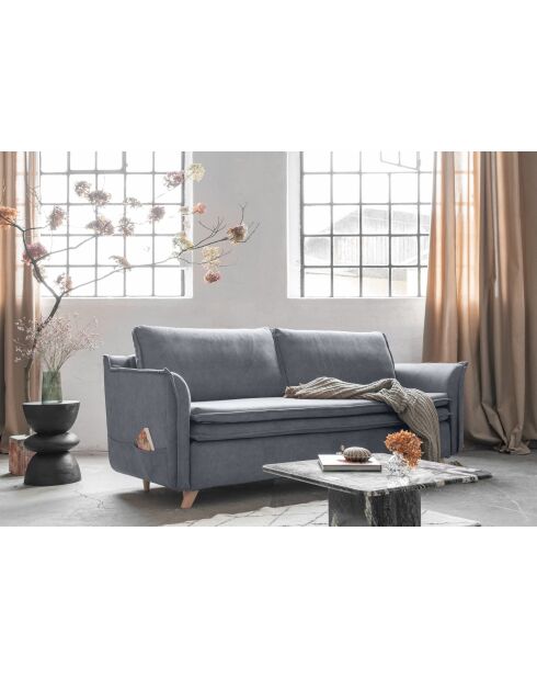 Charming Charlie Slim 3-Sitzer-Ausziehsofa, 225 x 90 x 85 cm, Grau