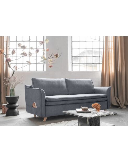 Charming Charlie Slim 3-Sitzer-Ausziehsofa, 225 x 90 x 85 cm, Grau