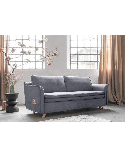 Charming Charlie Slim 3-Sitzer-Ausziehsofa, 225 x 90 x 85 cm, Grau