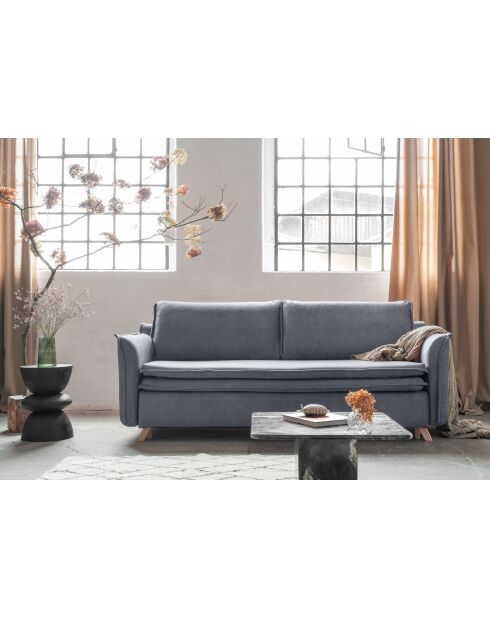 Charming Charlie Slim 3-Sitzer-Ausziehsofa, 225 x 90 x 85 cm, Grau
