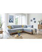 6pl Rechtes ausziehbares Ecksofa Dazzling Daisy Light Blue- 253 x 190 x 77 cm