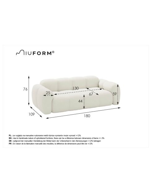 Lichtgrijze 2,5-zitsbank Cloud - 180x109x76 cm