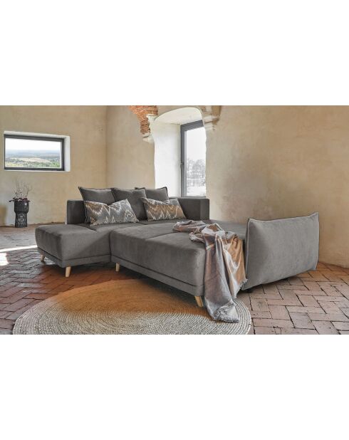 L hoekbank omvormbaar linkerhoek Lazy Lukka donkergrijs- 247x191x85 cm