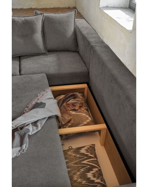 L hoekbank omvormbaar linkerhoek Lazy Lukka donkergrijs- 247x191x85 cm