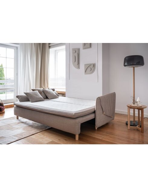 Simon Taupe, ausziehbares 3-Sitzer-Sofa, 207 x 90 x 85 cm