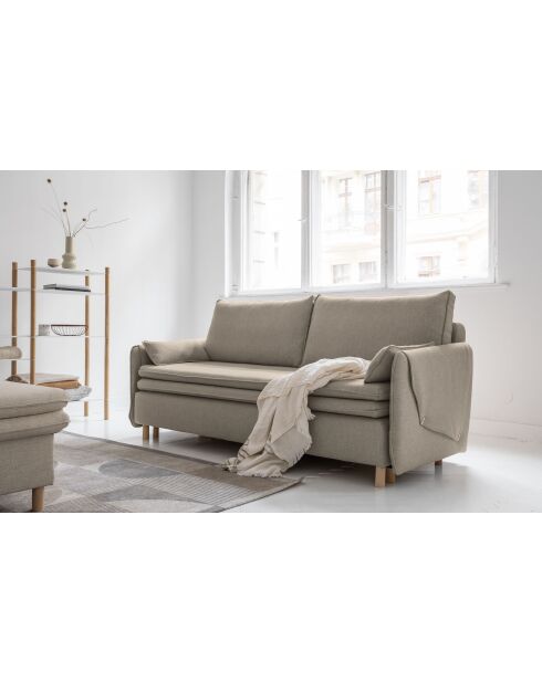 Simon 3-Sitzer-Ausziehsofa, dunkelbeige — 207 x 90 x 85 cm
