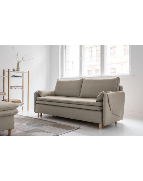 Simon 3-Sitzer-Ausziehsofa, dunkelbeige — 207 x 90 x 85 cm