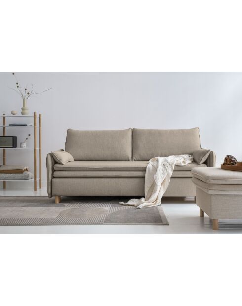Simon 3-Sitzer-Ausziehsofa, dunkelbeige — 207 x 90 x 85 cm