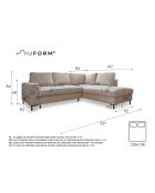 L Wandelbares rechtwinkliges Ecksofa Lofty Lilly Beige- 237 x 197 x 84 cm