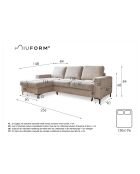 Divano angolare sinistro convertibile Lofty Lilly grigio chiaro - 236x148x84 cm