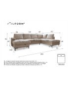 Lofty Lilly Ecksofa, rechteckig, U-förmig, marineblau, 303 x 197 x 84 cm