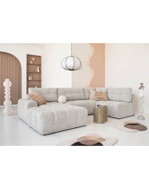 Lulu Cabriolet U-hoekbank links, zout en peper, 333x187x94 cm