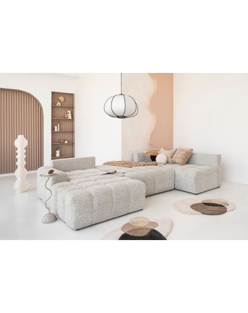 Lulu Cabriolet U-hoekbank links, zout en peper, 333x187x94 cm