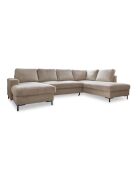Lofty Lilly Beigefarbenes Ecksofa, rechtwinklig, U-förmig, 303 x 197 x 84 cm