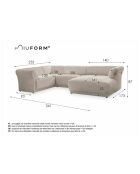 Gatsby beige vaste U-hoekbank aan de linkerkant - 341x233x87 cm