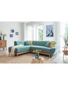 canapé d'angle 6pl Gauche convertible Dazzling Daisy Turquoise- 253x190x77 cm